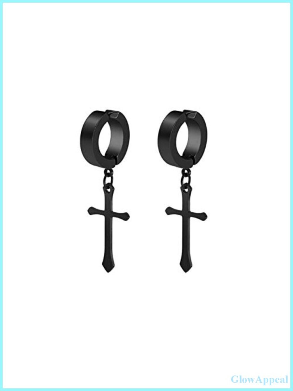 Non-Pierced Cross Clip On Earrings Titanium Steel Hoop Dangle Unisex